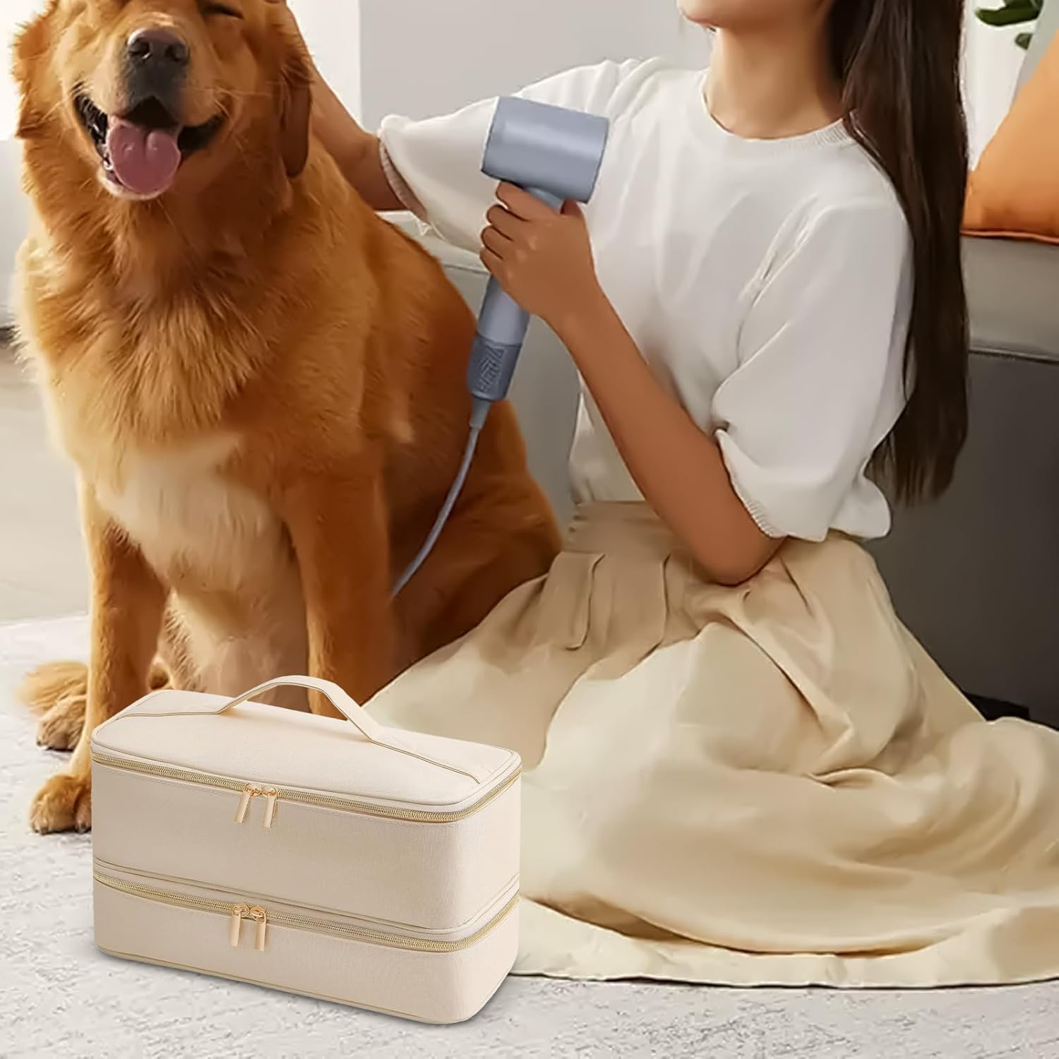 Travel Hair Bag | Double Layer Hair Travel Bags - Dustproof Travel Carrying Case, Hair Air Wrap Dryer Case, Hair Tool Storage Organizer for Women image number 1