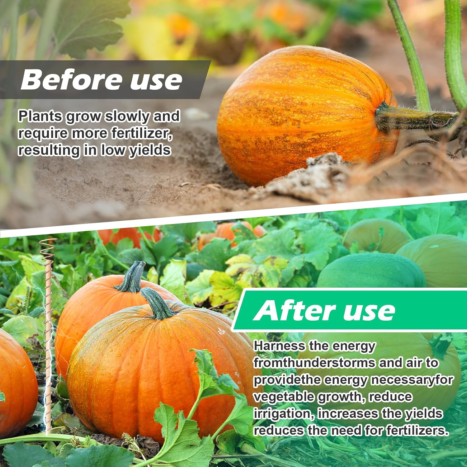 10Pcs Electroculture Plant Stakes, 13.5''/17" Available Copper Coil Wire Antennas Garden Stakes, Tensor Rings Kit, Copper Rods Electronic Planting for Growing Vegetable Garden Plants Support image number 3