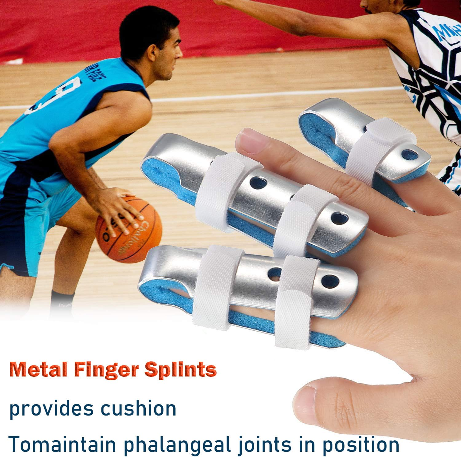 Metal Finger Splints 3 Sizes, Aluminum Finger Splint, Metal Finger Support Brace, for Broken Fingers Straightening Arthritis image number 6