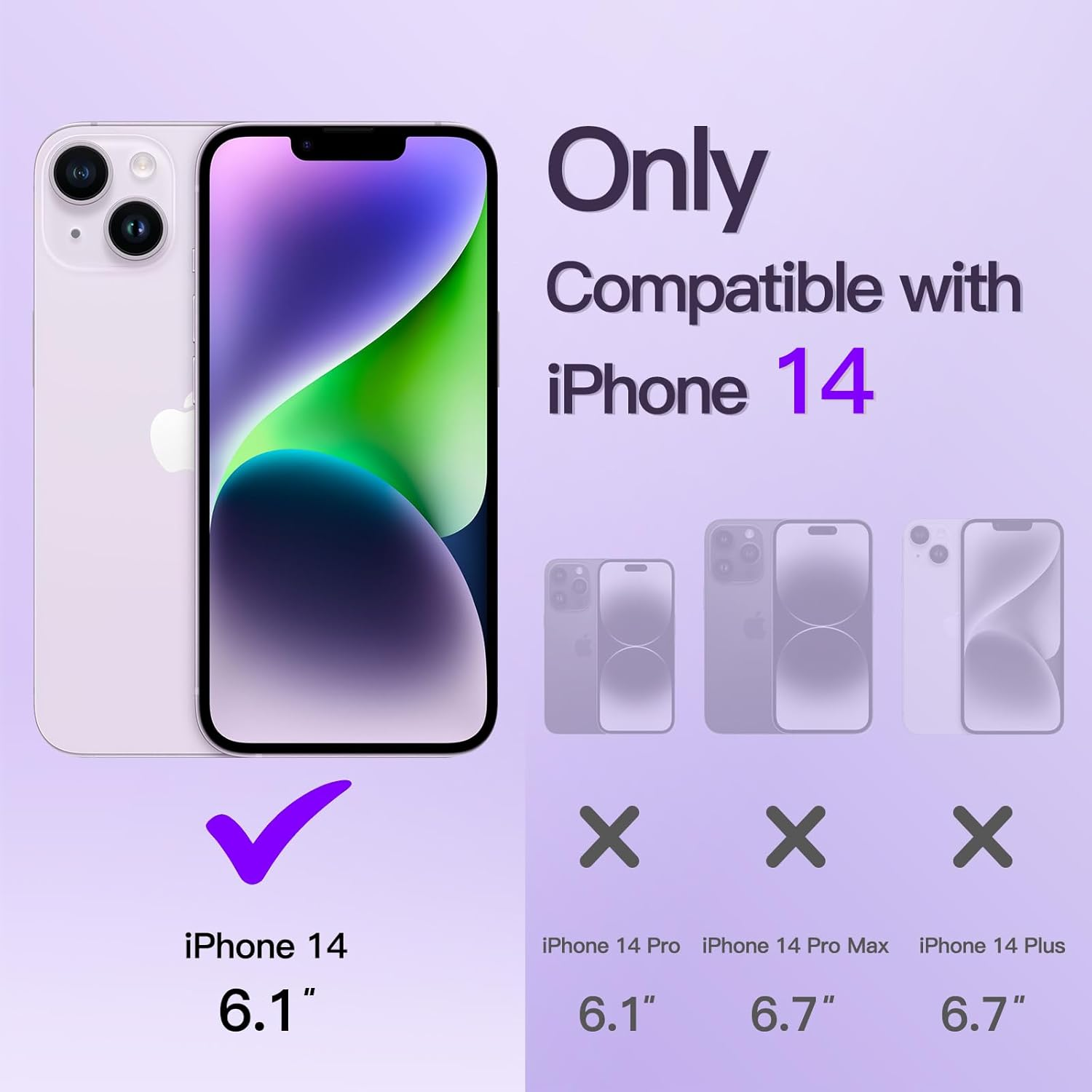 Jetech Soft Clear Case for Iphone 14 6.1-Inch, Camera Lens Full Protection, Compatible with Magsafe Wireless Charging, Shockproof Electroplated TPU Phone Cover (Light Purple) image number 2