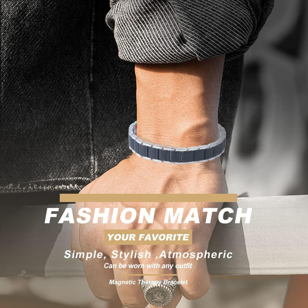Healthy Bracelet Titanium Bracelet Men Bracelet Mens Magnetic Bracelet Magnet Bracelet for Men Magnetic Bracelet Women Bracelet Magnetic Therapy Bracelets Non-Allergic Bracelets Black Bracelets Gift Bracelets Lovers Bracelets image number 3