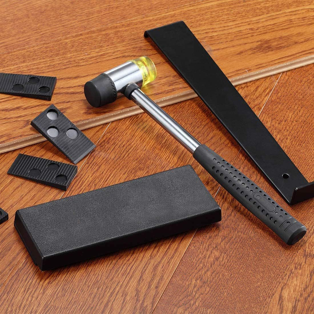 33Pcs Laminate Wood Flooring Installation Kit with Reinforced Double-Faced Mallet, Heavy Duty Pull Bar, Tapping Block and 30-Piece Spacers Included,Multicolor image number 4