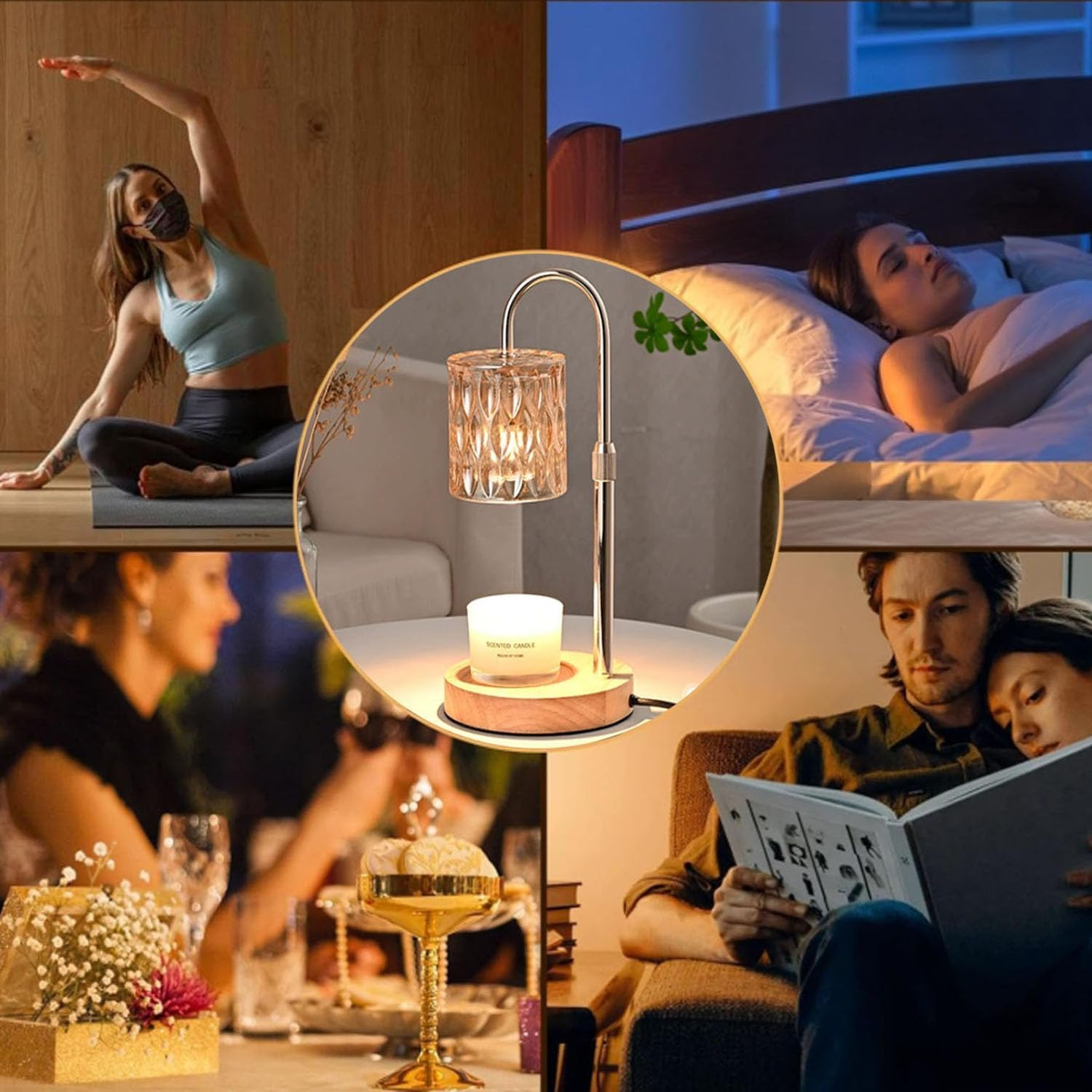 Dimmable Candle Warmer Lamp with Timer, Height Adjustable Electric Wax Warmer for Home Decoration with Top down Light Heat Melting for Any Size Jar Candles image number 3