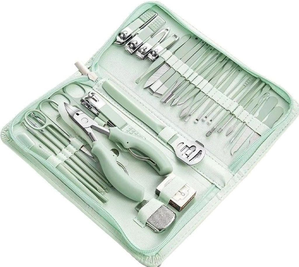35 in 1 Professional Manicure & Pedicure Set, Stainless Steel Nail Care Kit with Leather Case &ndash; Portable Nail Tools for Travel & Home Use (Green) image number 3
