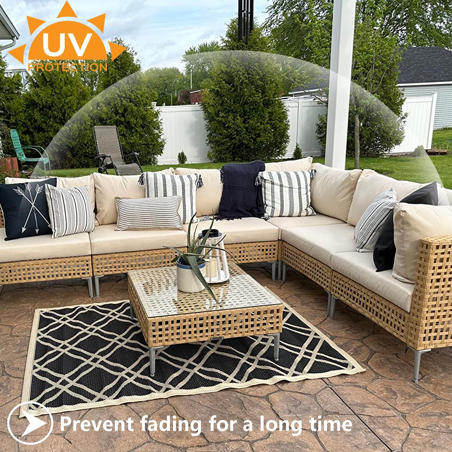 TECOSARA Patio Cushion Covers Replacement Outdoor Seat Cushions Cover for Patio Furniture, Deep Seat Bottom and Back Cushion Cover Set for Chair, Sofa and Couch, 4Packs, 26.5X26.5X4/26.5X13X4, Tan