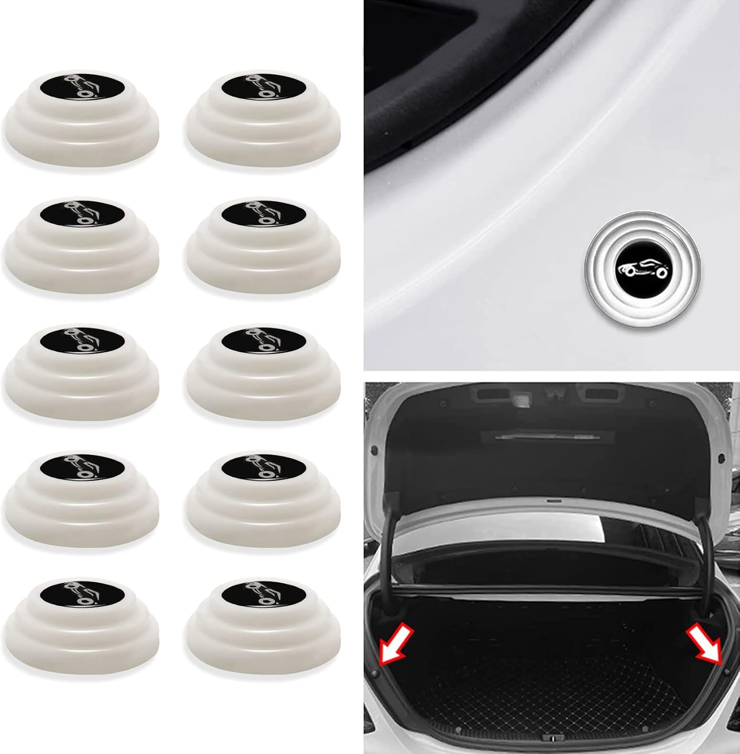 Deemars 10PCS Car Door Shock Absorber Protector, Sound Insulation and Anti-Collision Pad, Car Exterior Buffer Protector, Automotive Door Entry Guard Auto Accessories Universal for Most Cars