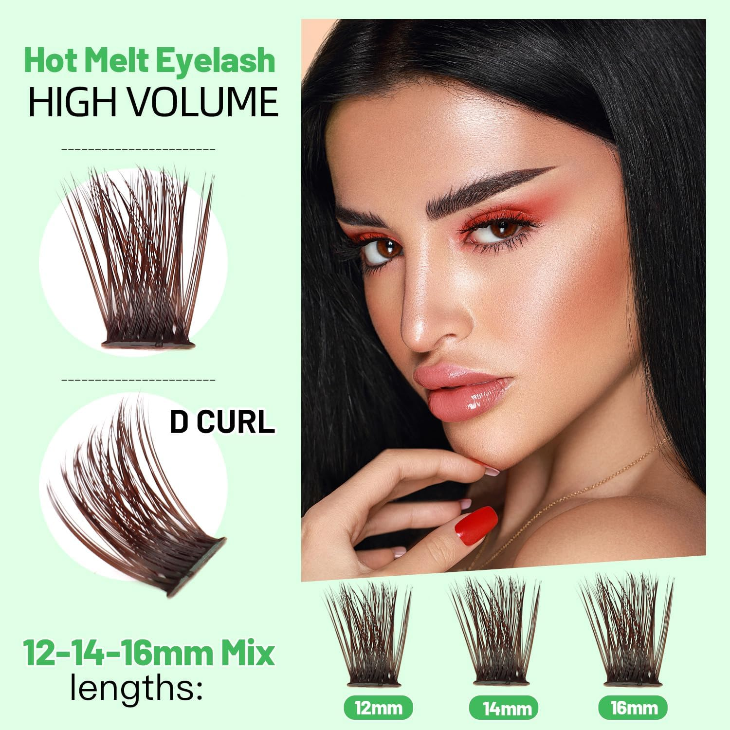 Bodermincer Lash Clusters D Curl Black/Brown/Colored Lashes 10-12-14/12-14-16/16-18-20Mm Mixed Lash Clusters Kit for Beginner (M01-Black Brown-12-14-16Mm MIX)