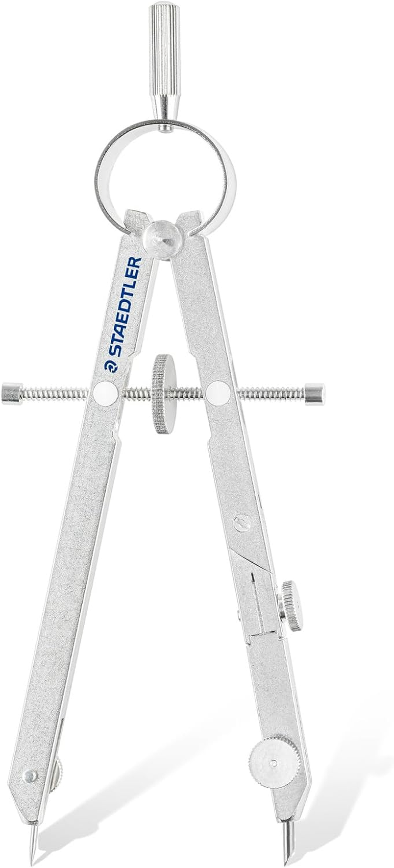 STAEDTLER Mars Comfort Precision Compass, 551 01, Precision Compass with Spindle Guide, Spring-Bow Head and Centre Wheel, Solid Metal Compass, Hinged Leg Joint and Needle Shoe