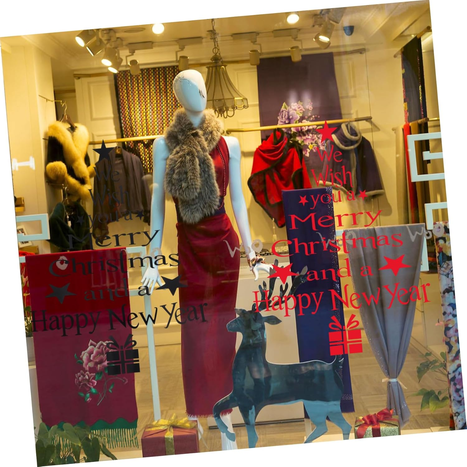 Jojofuny 3Pcs Christmas Tree Wall Stickers Creative Blessing Words Decals for Home Classroom Shop Decoration Removable Art for Festive and Walls image number 2