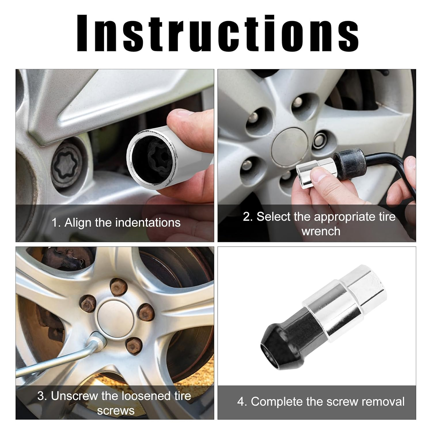 D-Wheel Locking Nut Removal Tool, Premium Durable Locking Wheel Nut Socket Adapter Practical Accessories for Dismantling & Installing image number 6