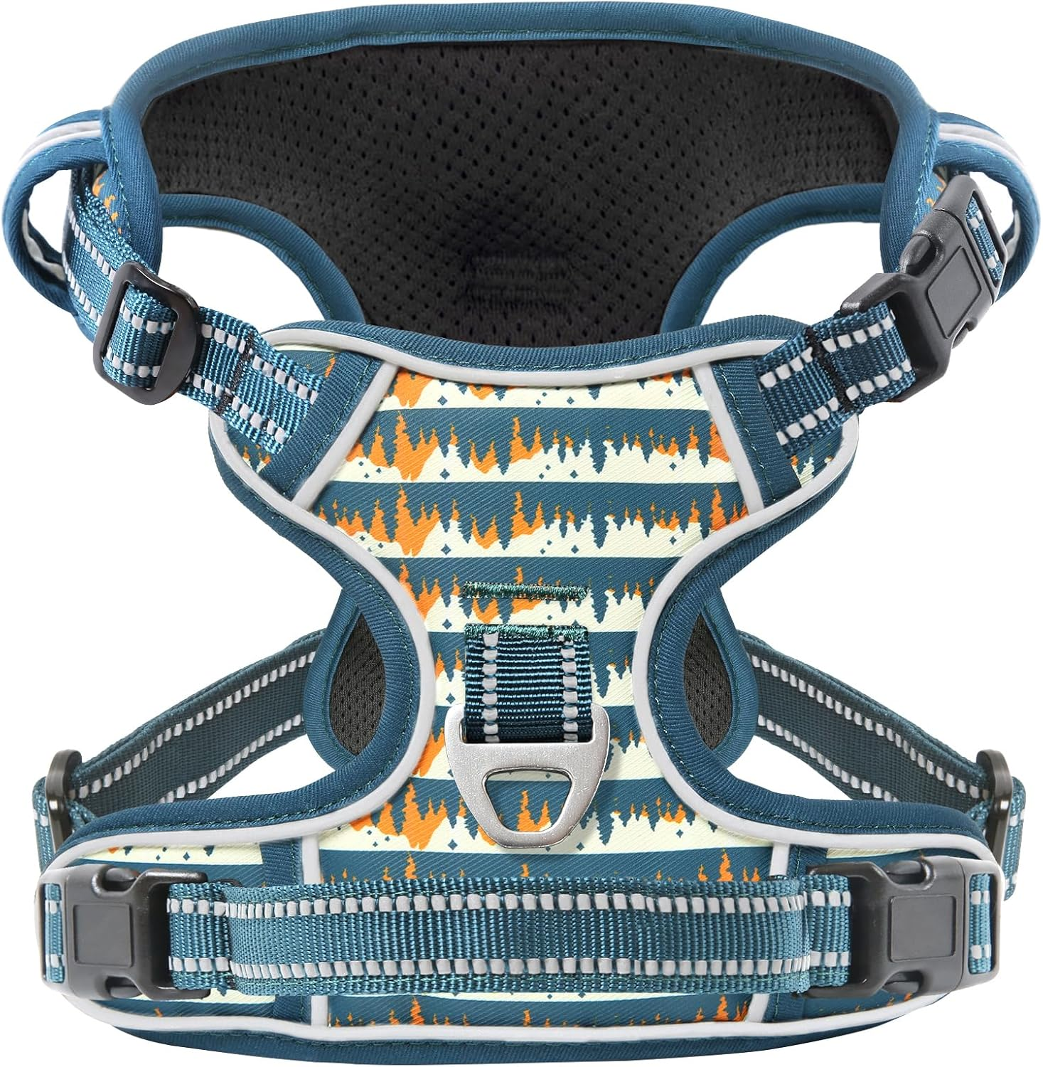 Timos Dog Harness, 3 Snap Buckles No-Pull Soft Padded Dog Vest with 2 Metal Leash Clips, Adjustable Reflective No Choke Pet Harness with Easy Control Handle for Small Dogs, Sunset Valley, S image number 4