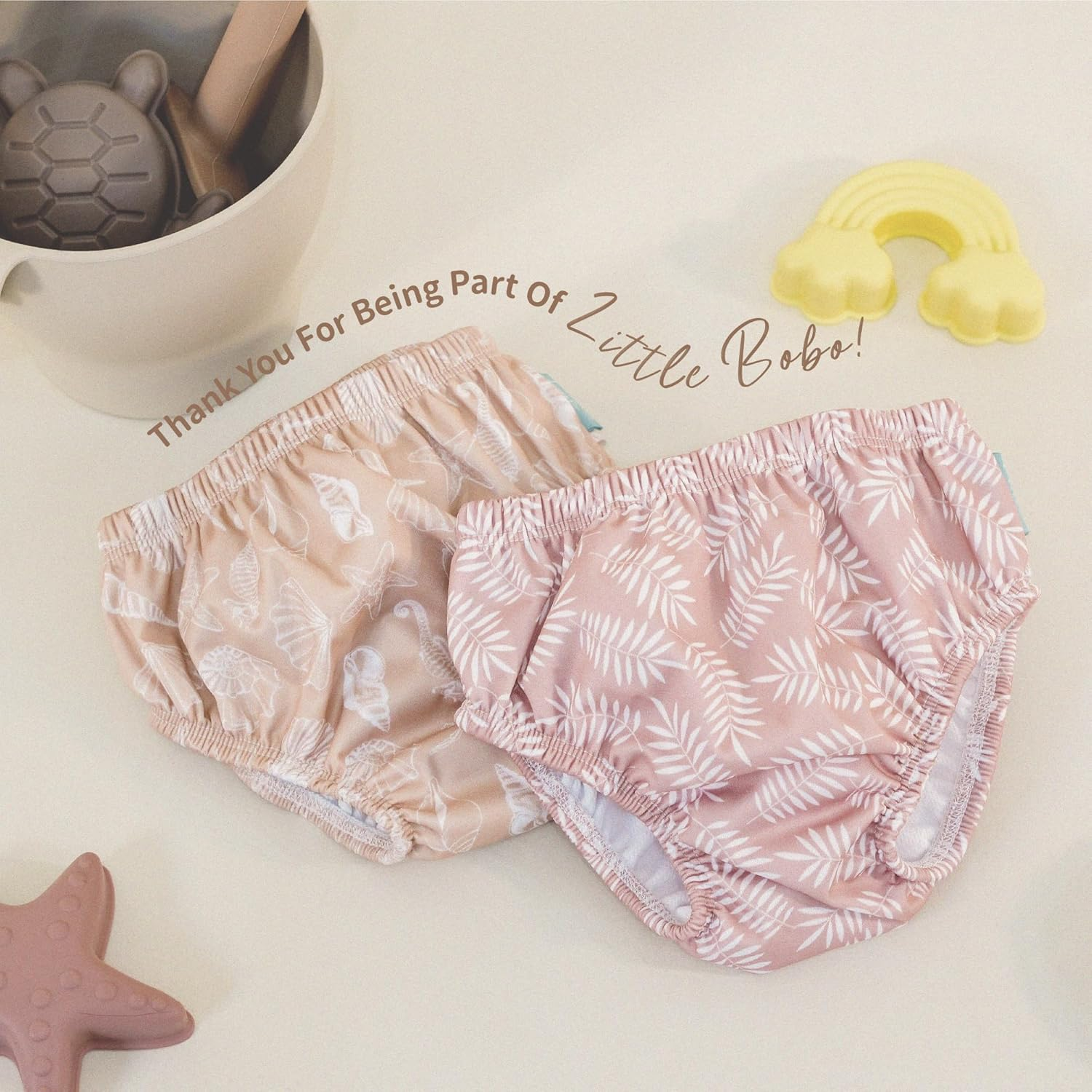 Little Bobo 2-Pack Reusable Swim Nappies (Baby Swim Diapers, Cloth Nappies) &ndash; Eco-Friendly, Waterproof, Quick-Drying, Machine Washable, Gentle on Skin | Fits 9-11Kg, Sizes L (Blush 2 Pack, L) image number 1