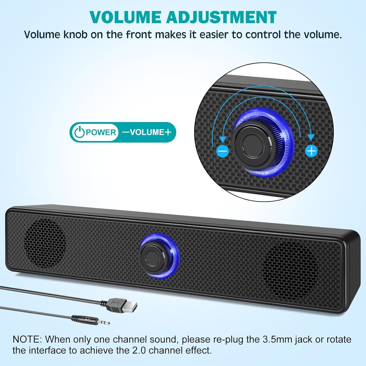USB Computer Speakers, Stereo Sound Desktop Speakers with 3.5Mm Audio Plug for Computer, Laptop, PC, Pad, Cellphone