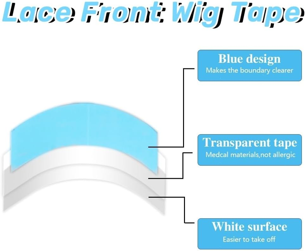 Waterproof Lace Front Wig Tape - 50Pcs Double Sided Adhesive Hair Tapes for Wigs, Invisible Double Side Tape (Type A)