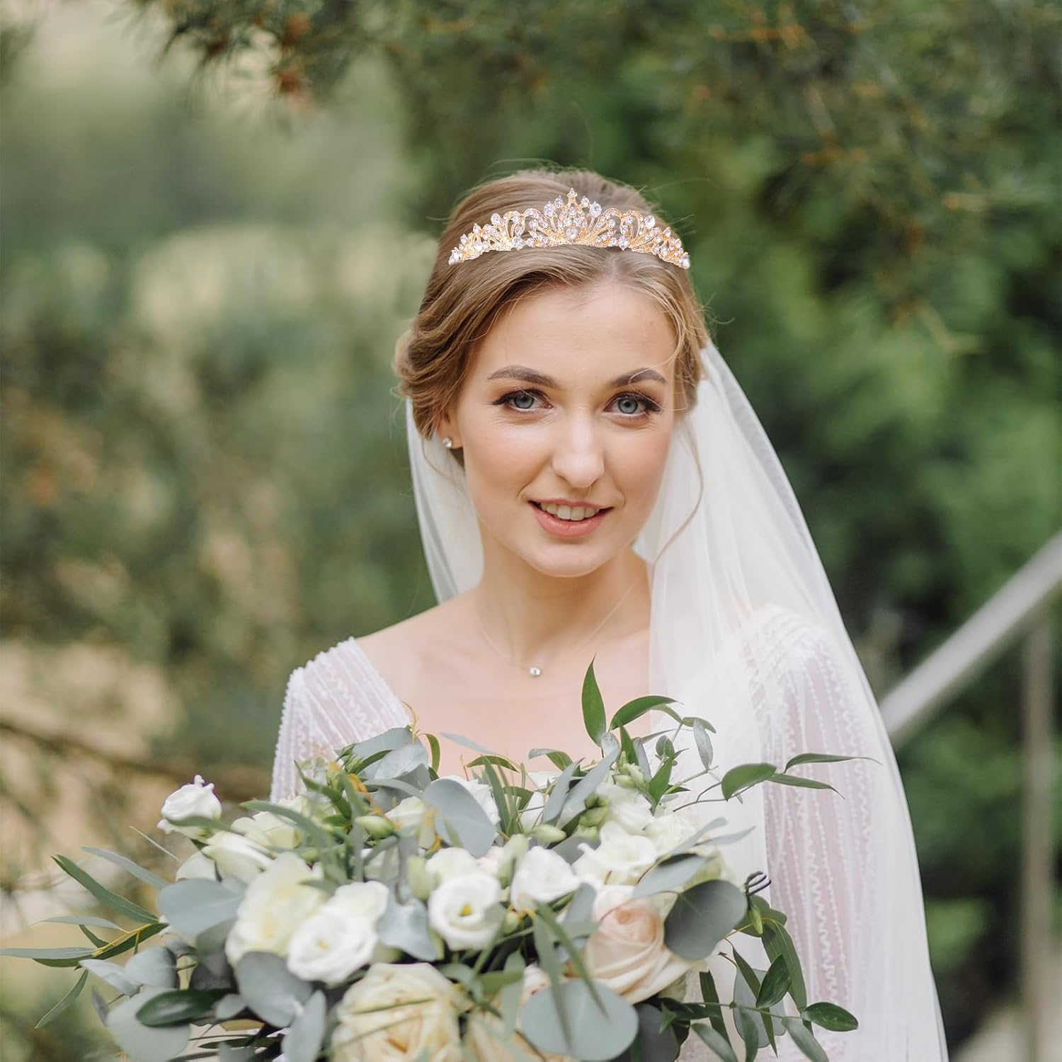 Feltent Tiara Crown for Women Wedding Tiaras for Bride Princess Crowns and Tiaras for Girl Rhinestone Crowns for Birthday Halloween Cosplay Christmas Party Prom Gifts - Gold image number 5