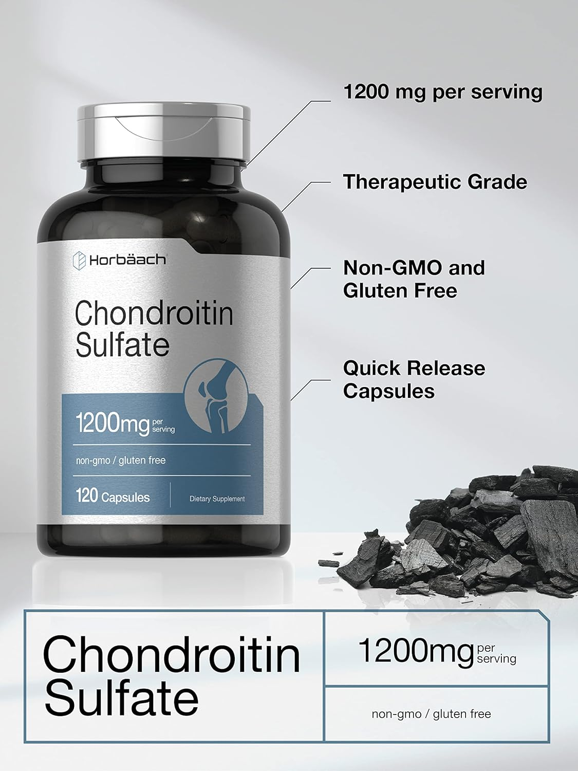 Chondroitin Sulfate 1200Mg | 120 Capsules | Non-Gmo & Gluten Free Supplement | by Horbaach image number 5