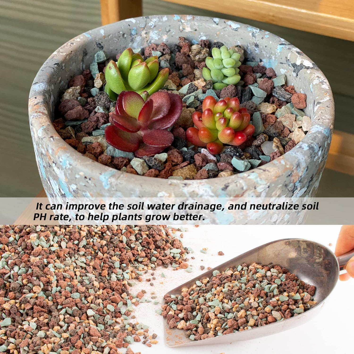 7Lb Mix Lava Rocks for Plants in Door -Gravel Pebbles for Bonsai Succulent Cactus Potting Soil and Vase Fillers, Fairy Gardening,Top Dressing image number 6