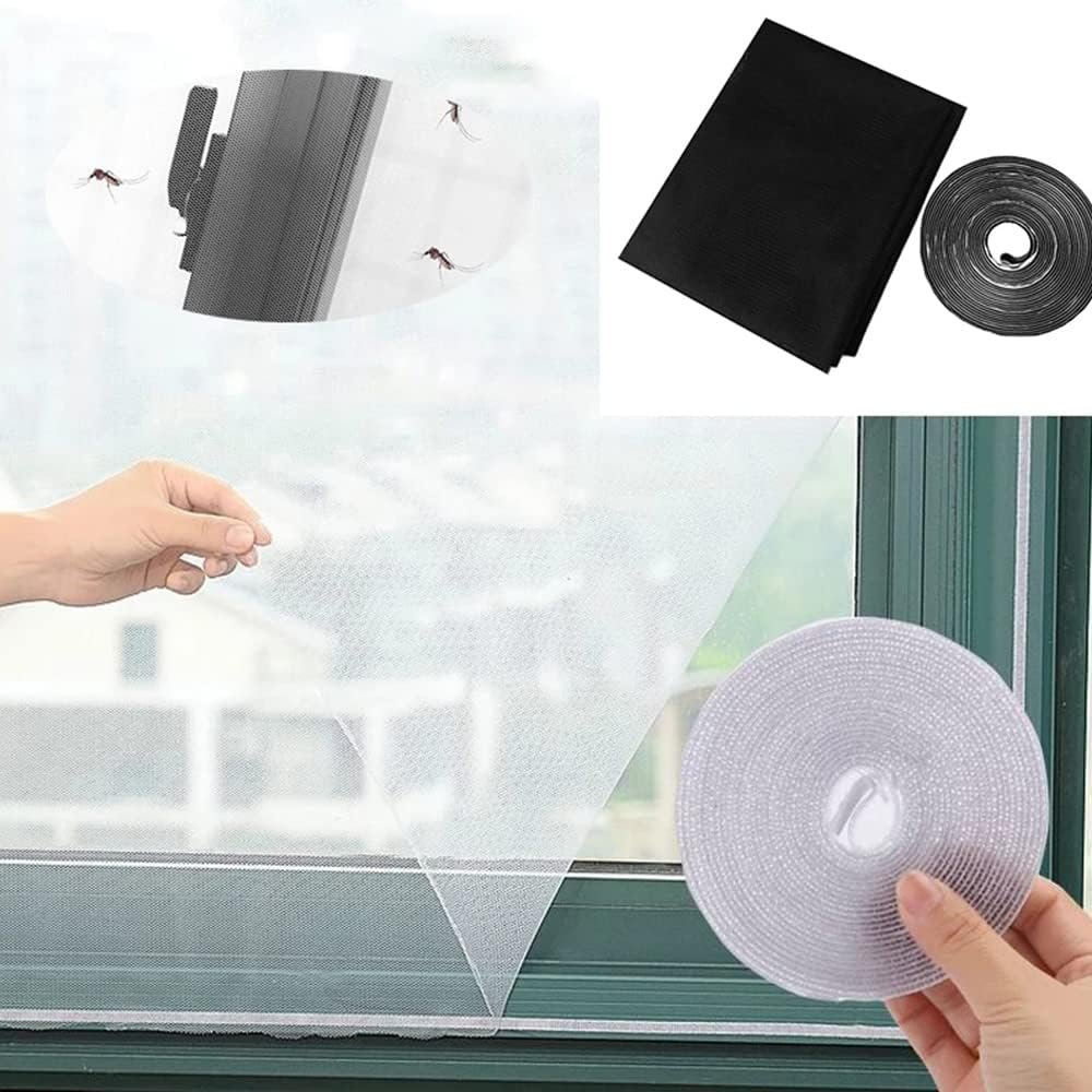 2X Insect Fly Mosquito Cover Screen Window Netting Mesh Kit Wasp Net Curtain Bug Black -1.3M X1.5M image number 3