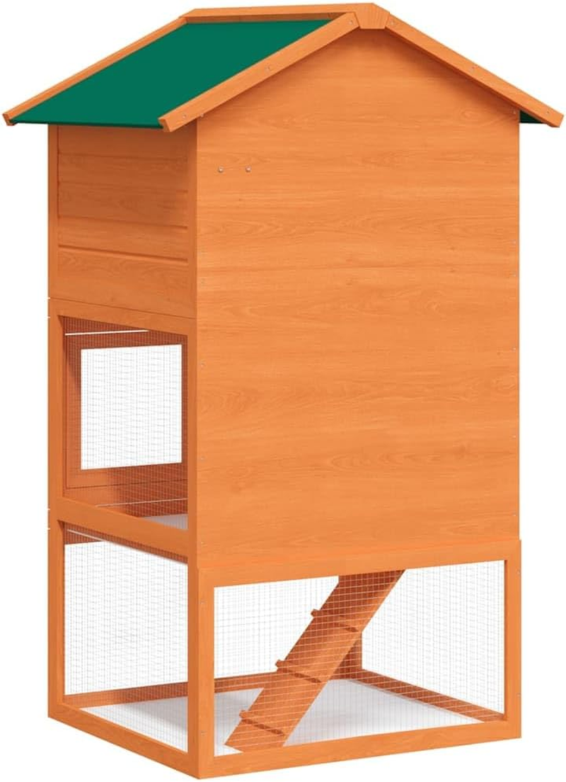 Outdoor Rabbit Hutch 3-Layer Wood Bunny Shelter Pet Cage for Small Animals image number 4