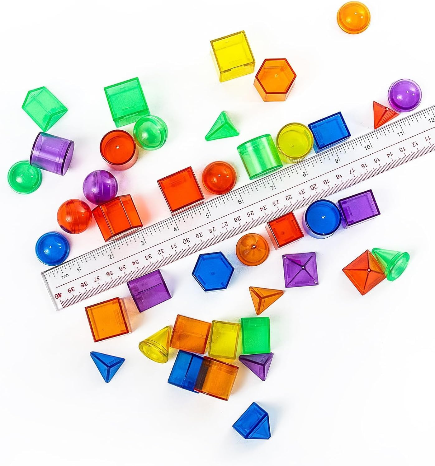 60 PCS 3D Shapes - Children'S Geometric Solids, Light Table Teaching Aids, Light Table Translucent Toys