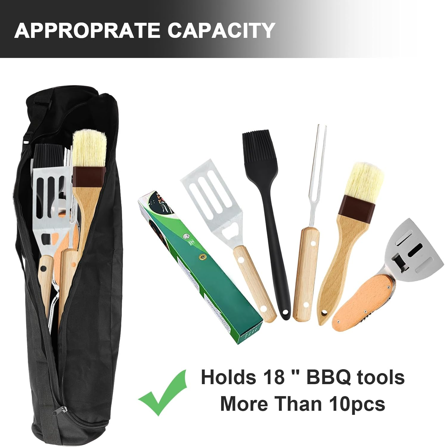 BBQ Tool Storage Bag, Oxford Outdoor Cushion Bag, Black Grill Bag for Accessories, Foldable and Portable Grill Bags for Camping, Hiking, BBQ, Black, Useful, Black, Useful image number 3