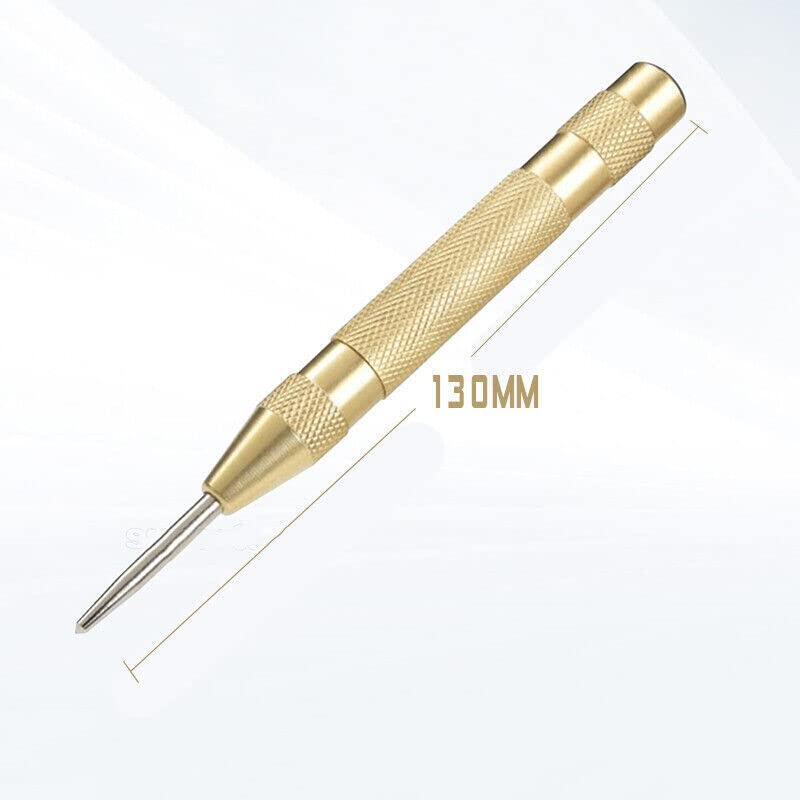 AIMALL 5.12-Inch Heavy Duty Automatic Center Punch Tool, Brass Bodied Spring-Loaded Auto Punch, Hand Tool for Wood and Thin Metal, No Hammer Needed, Adjustable Pressure image number 2