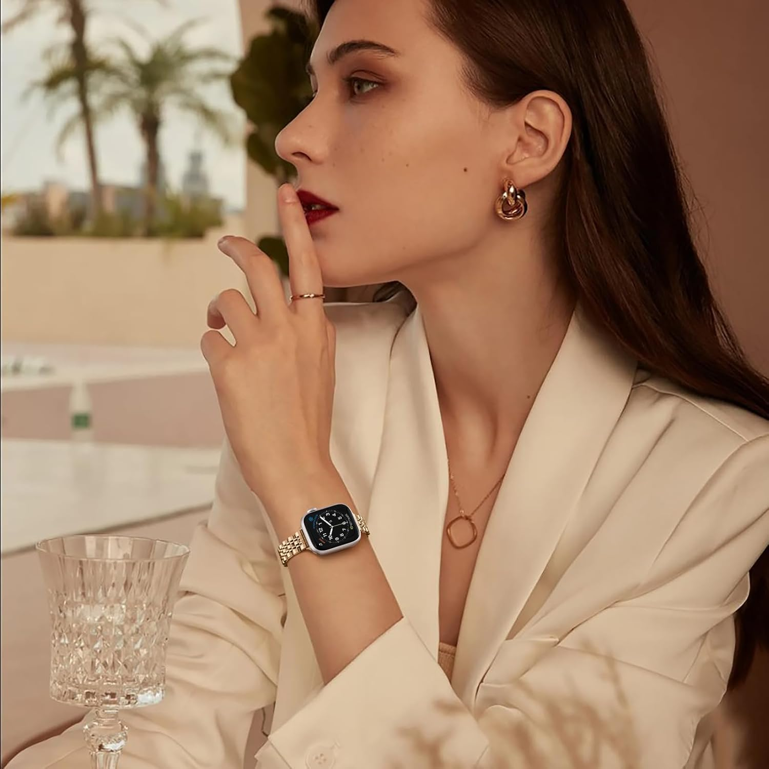 WJK Slim Stainless Steel Bands Compatible with Apple Watch Band 38Mm 40Mm 41Mm 42Mm for Women Men, Adjustable Metal Strap Compatible with Apple Watch Series 11 10 9 8 7 6 5 4 3 2 1 SE, Multi Colors - Gold/Silver image number 6