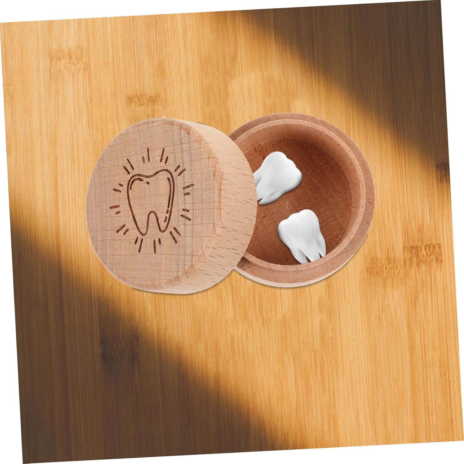 Wooden Deciduous Tooth Box First Tooth Box Boys and Girls Storage Case Organizer for Lost Keepsake Shower image number 3