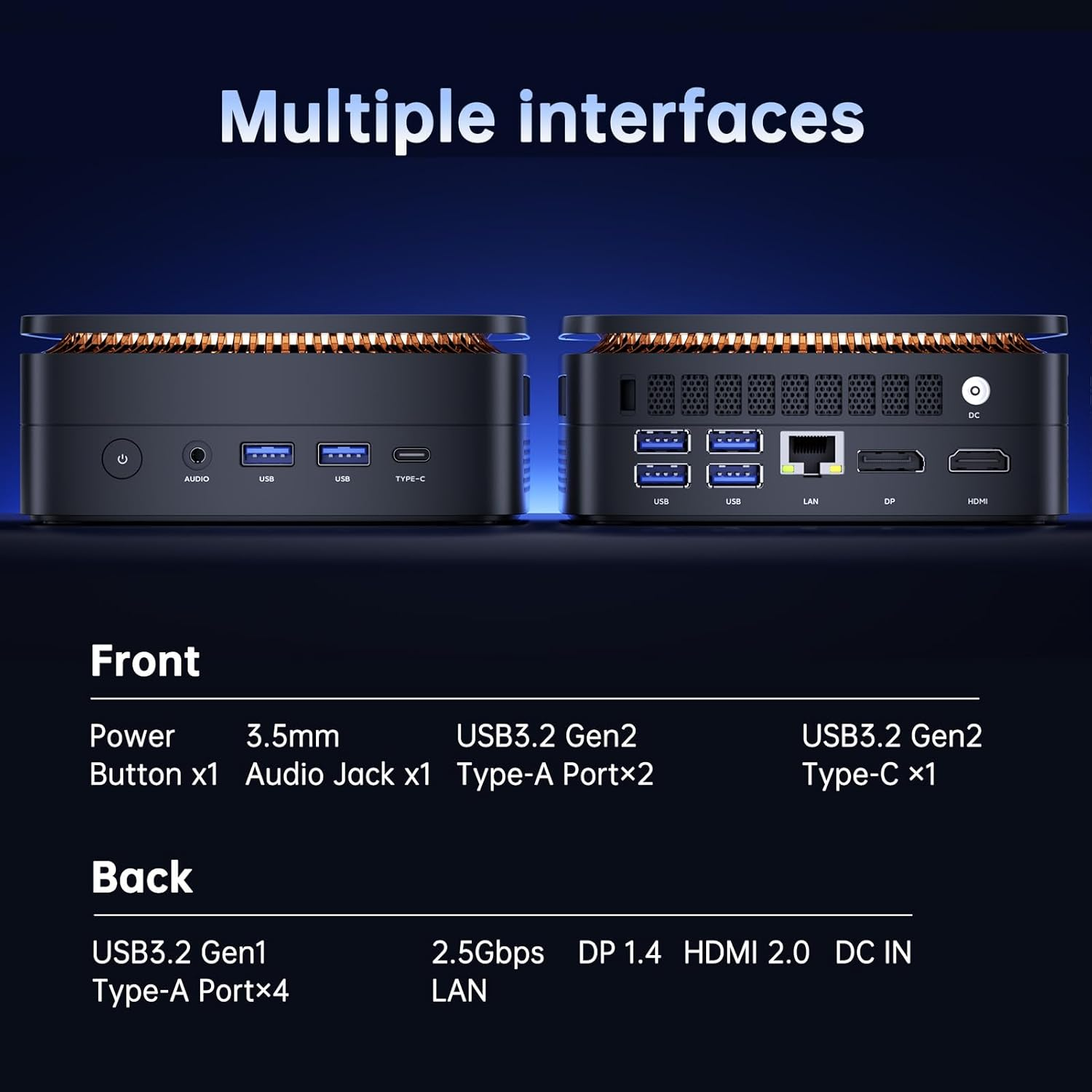 KAMRUI P1 Mini PC AMD Ryzen 4300U(Up to 3.7Ghz) 16GB DDR4 512GB M.2 SSD Mini Computer Mini PC Win-11 Pro 4K@60Hz Triple Display HDMI2.0+DP1.4+USB-C Wifi5 BT RJ45 LAN VESA Mount Small PC image number 3