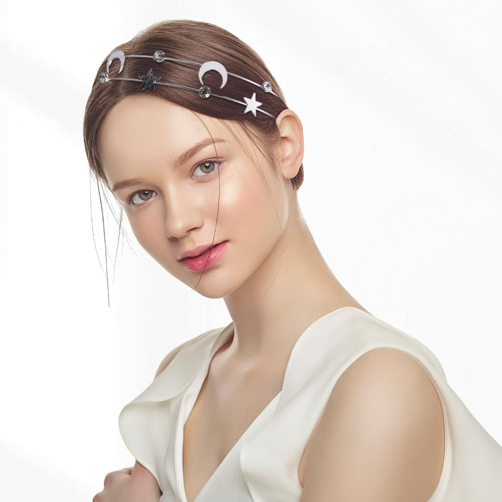Pack of 2 Moon Five-Pointed Stars Headbands, Hair Accessories for Girls image number 6