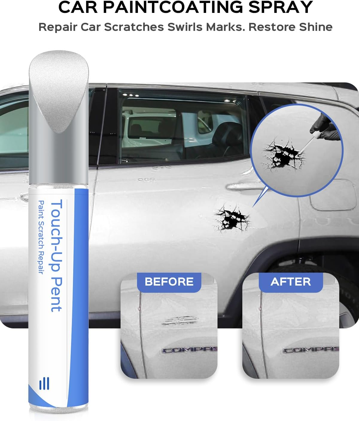 PW7/GW7 Bright White Touch up Paint Compatible with Jeep Exact Match Chips and Nicks Touch Up image number 2