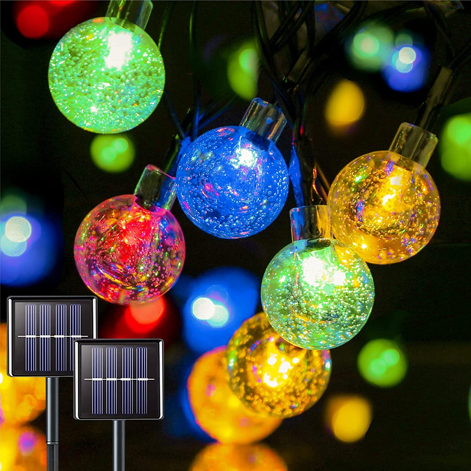 YOXUE LED Solar Ambient Lights, 42Ft/13M 100 LED 8 Mode Solar String Lights, Waterproof Solar Outdoor Christmas Lights for Garden, Patio, Fence, Balcony, Christmas Tree Decorations (Warm Colors)