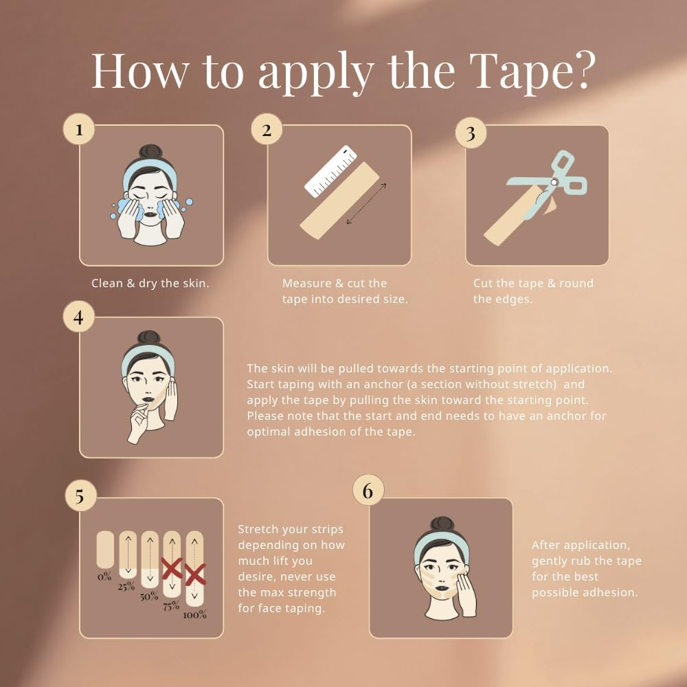 Curetape Beauty 2.5Cm Kinesiology Tape | Anti-Wrinkle Face Tape | Kinesiology Tape for Face & Sensitive Skin image number 4