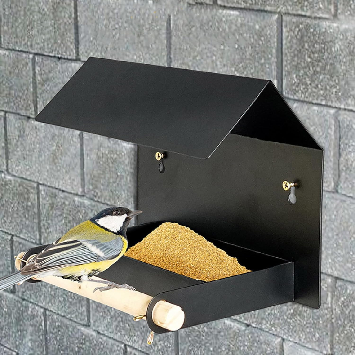 Bird Feeders Metal,Garden Decor Iron Bird Food Bowl - Weather-Resistant Bird Feeder Supplies for Outdoors, Attracts Variety of Birds, Fits Wooden Fences, Trees (Black)