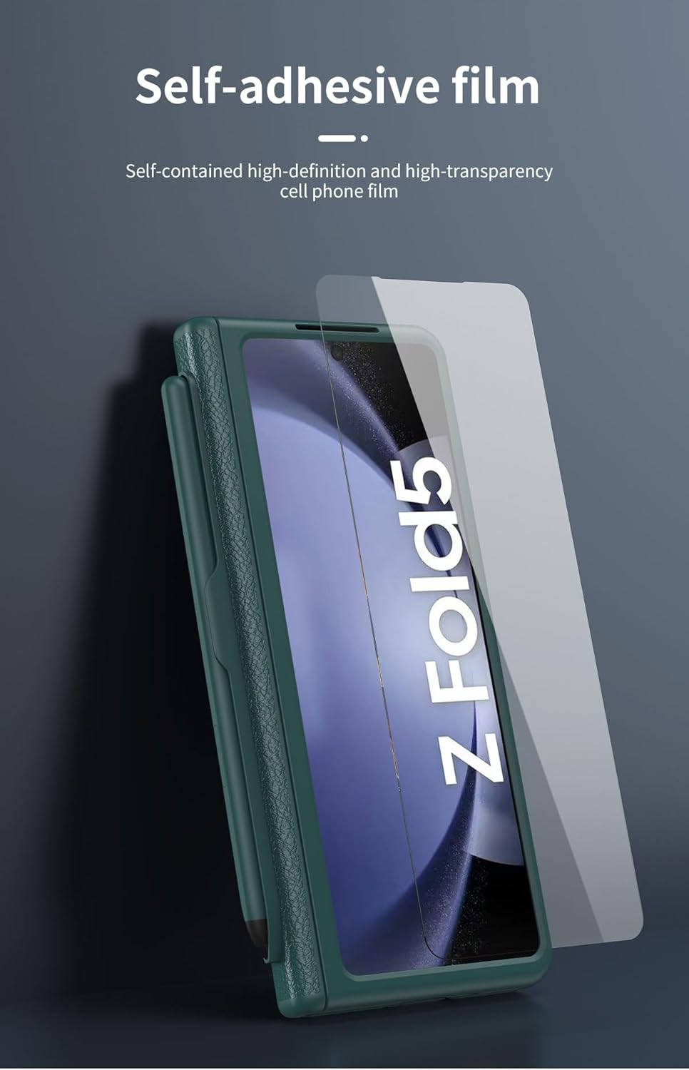 COQUE Samsung Galaxy Z Fold 6 Leather Case with Screen Protector, Stand Cover with Full Body Protection for Hinges - Stylus Slot - Blue - Green image number 4