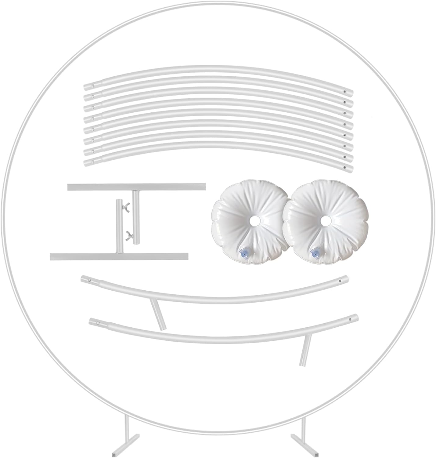 2M/ 6.6Ft round Backdrop Stand Stability & Durability Metal Balloon Arch Stand Circle Balloon Arch Kit White Garland Frame for Indoor and Outdoor Party Wedding Decorations image number 4