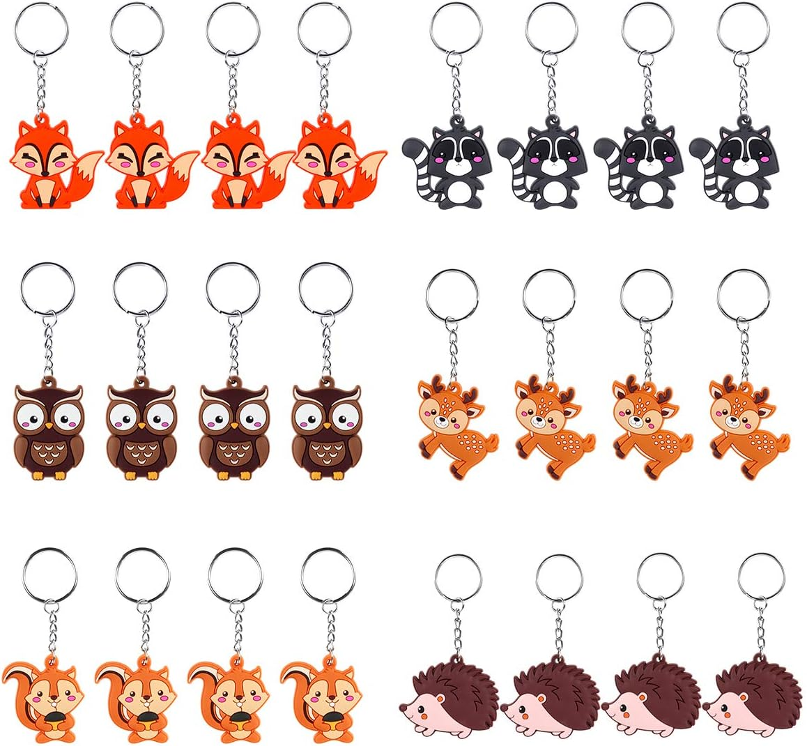 Imagitek 24 Pack Woodland Animal Keychains for Woodland Party Supplies Favors, Kids Party Bag Fillers, School Carnival Rewards image number 6