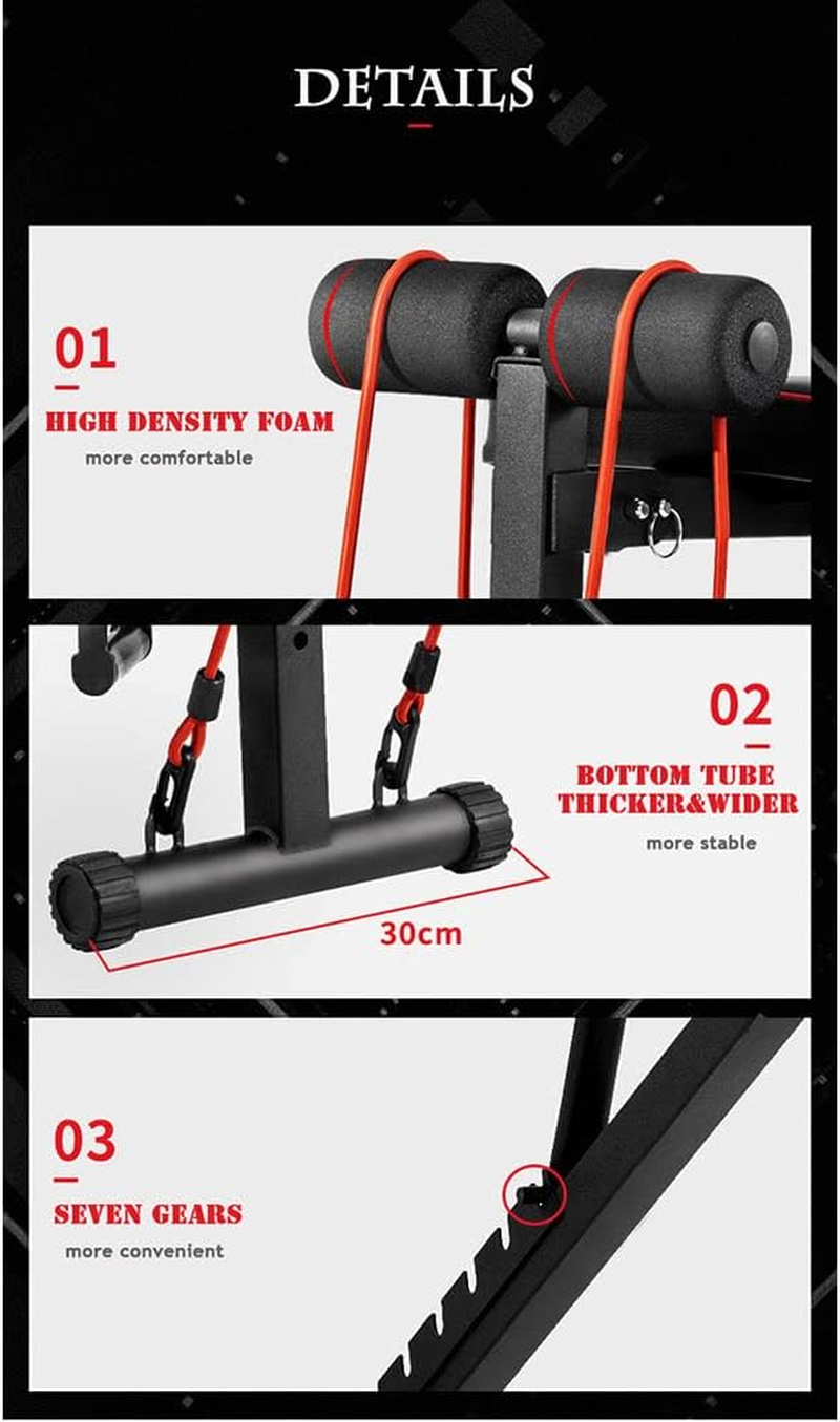 Fitness Master Adjustable Weight Abdominal Bench Sit-Up Back Support Fitness Flat Gym Exercise Dumbbell image number 4