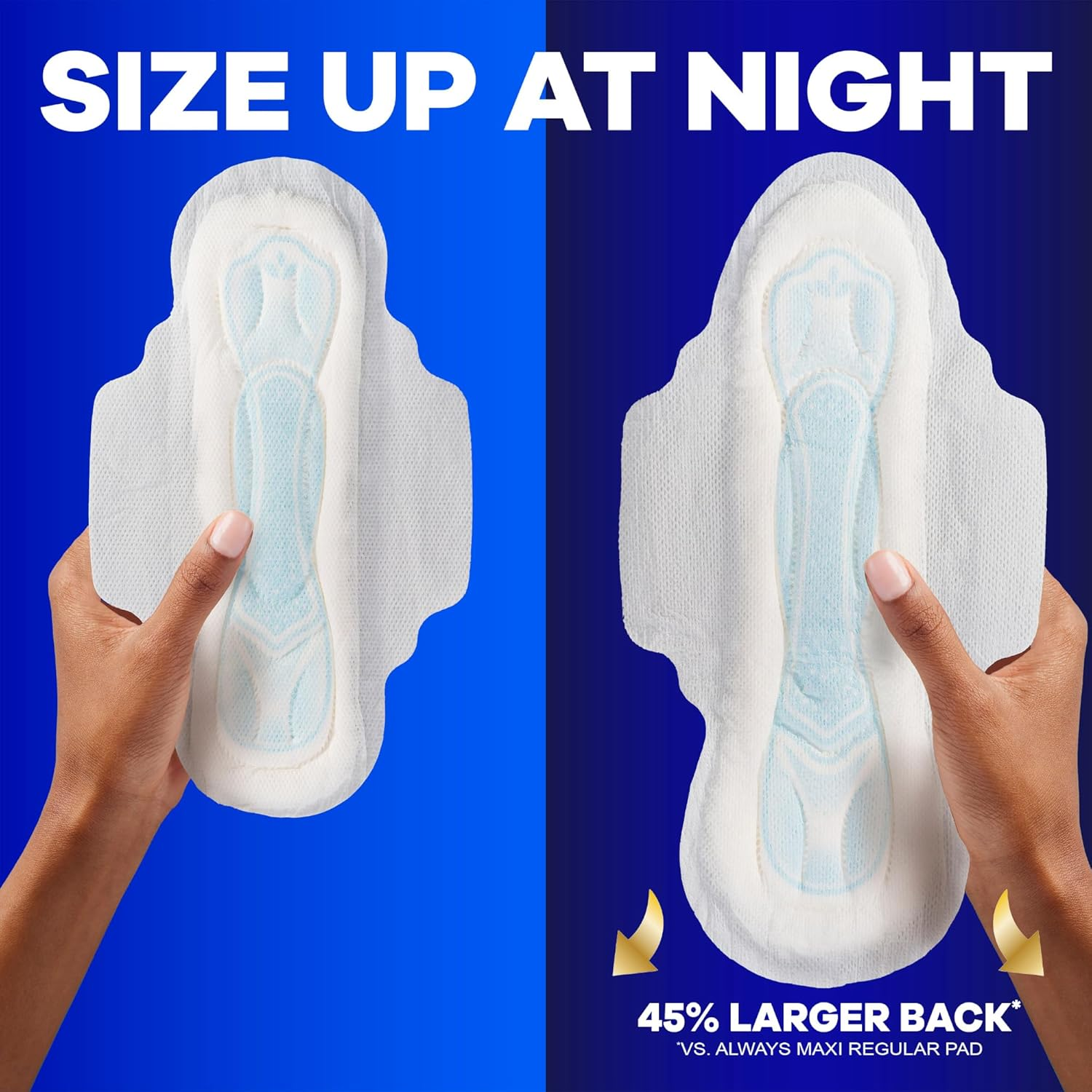 Always Maxi Feminine Pads for Women, Size 2, Long, Super Absorbency, with Wings, Unscented, 42 Count (Packaging May Vary)