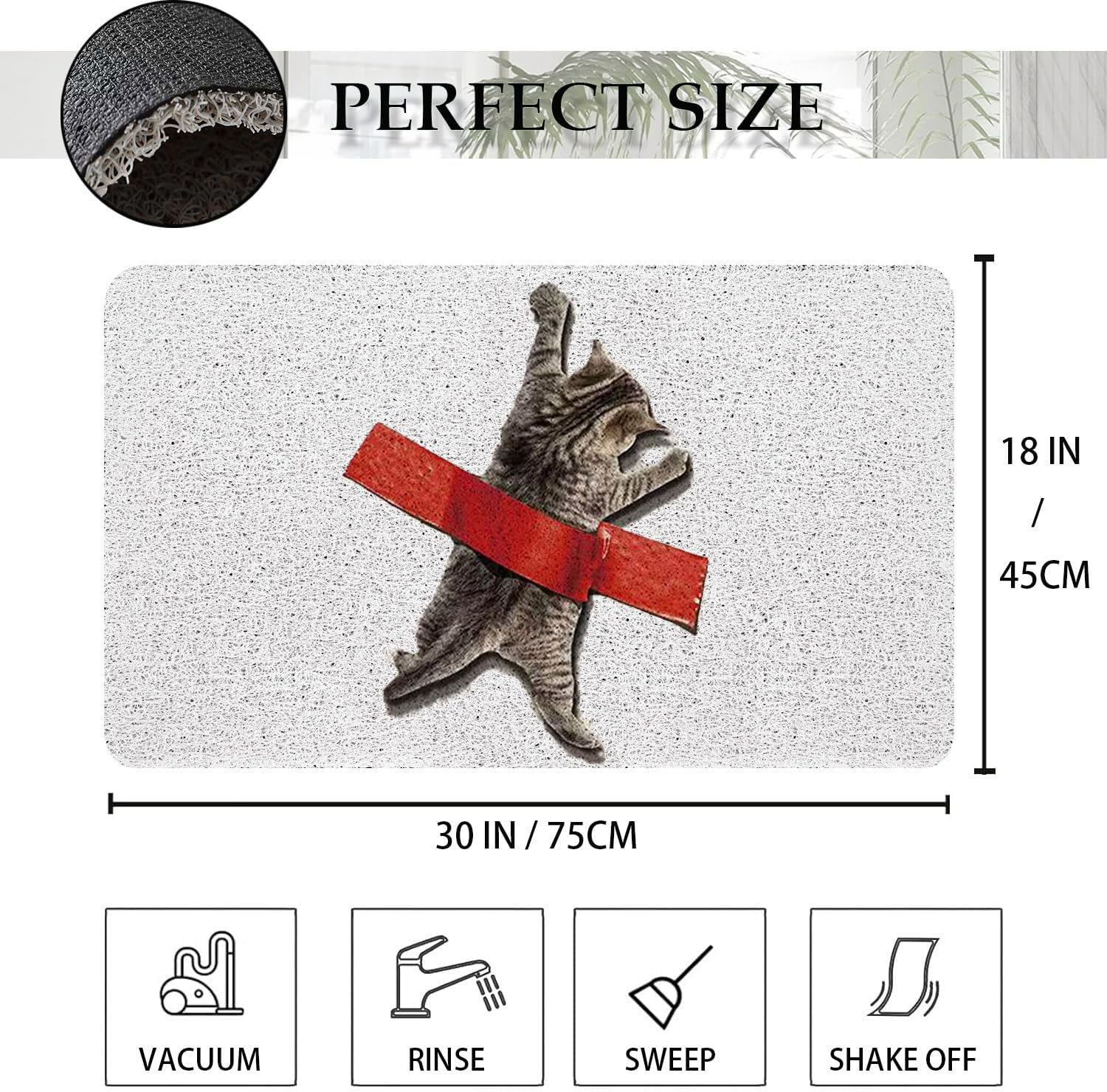 Cat Front Door Mat outside Entrance Non Slip Welcome Mats Outdoor Doormat Funny with Rubber Backing Easy to Clean Indoor Mats High Traffic Areas Entry image number 6