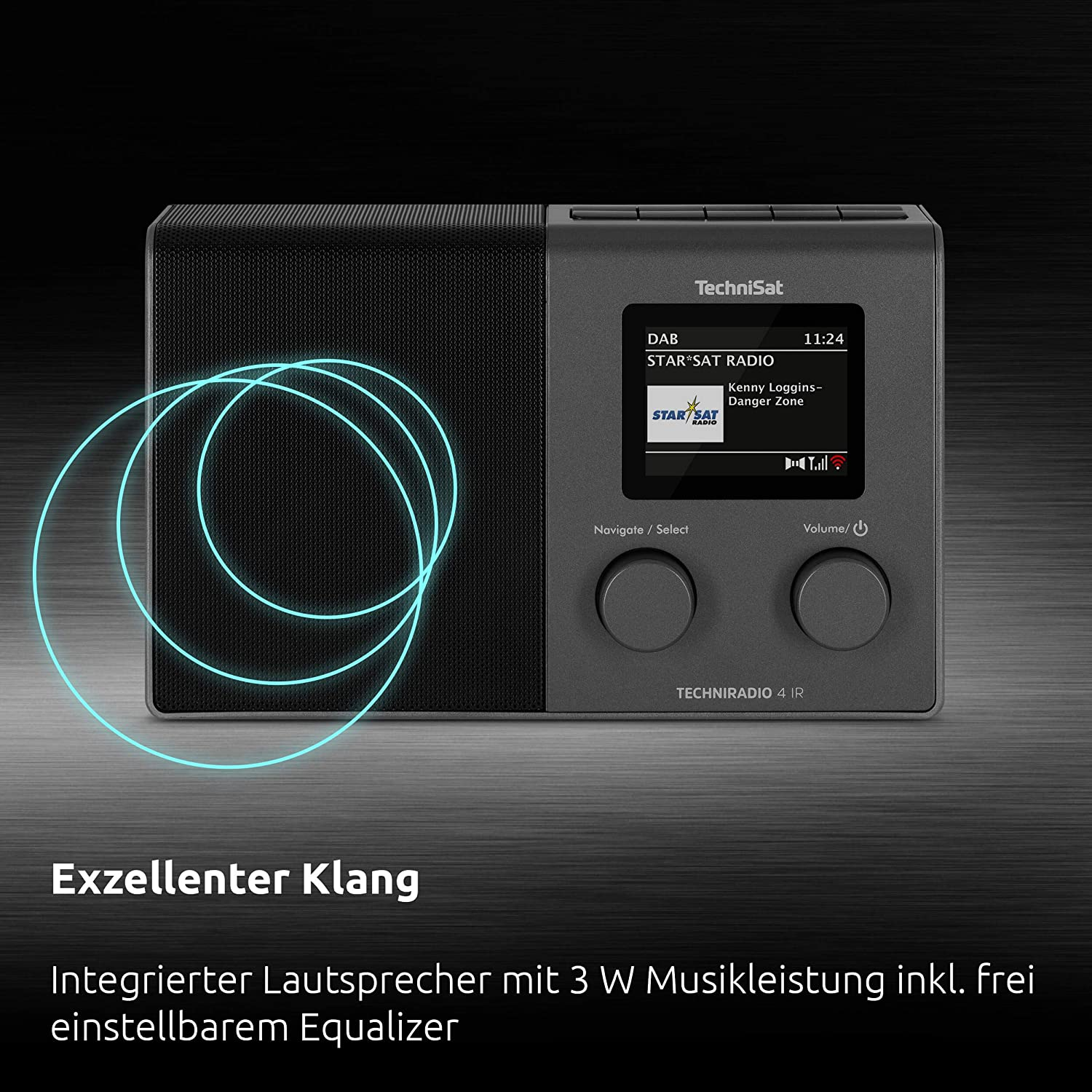 Technisat TECHNIRADIO 4 IR - Compact Internet Radio Design Radio (DAB+, FM, Internet via Wifi, Dimmable Colour Display, Alarm Clock, Equalizer, Program Memory, 3W Mono Speaker) Black/Silver image number 4