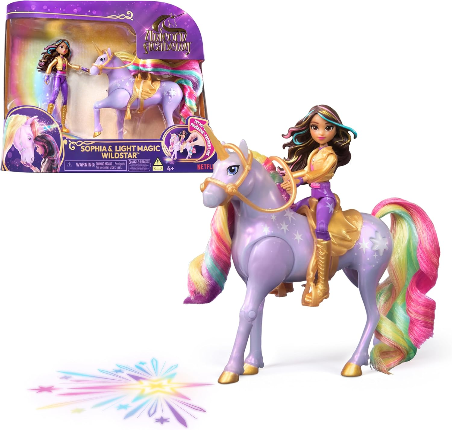 Unicorn Academy, Sophia & Light Magic Wildstar with Rainbow Light-Up Effects, 2 Riding Accessories, Dolls & Unicorn Toys for Girls Ages 4 and Up image number 5