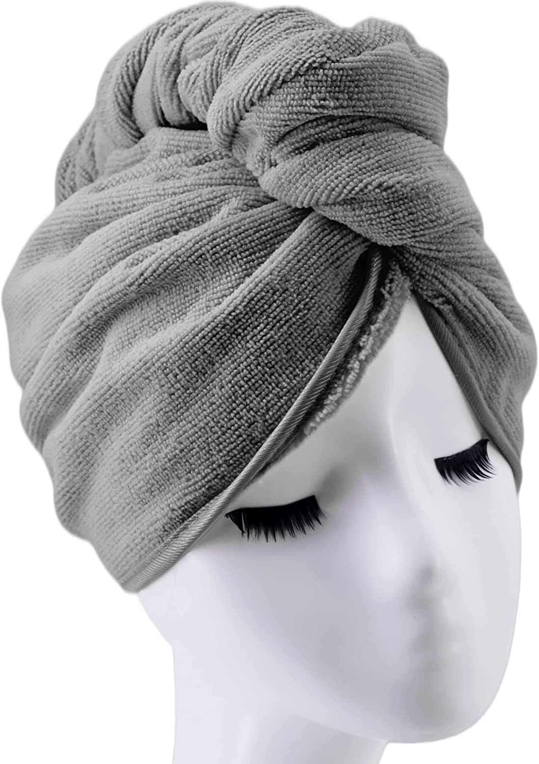 Polyte Microfibre Hair Turban Wrap Drying Towel, 30 X 71 Cm, 2 Pack (Dark Gray)