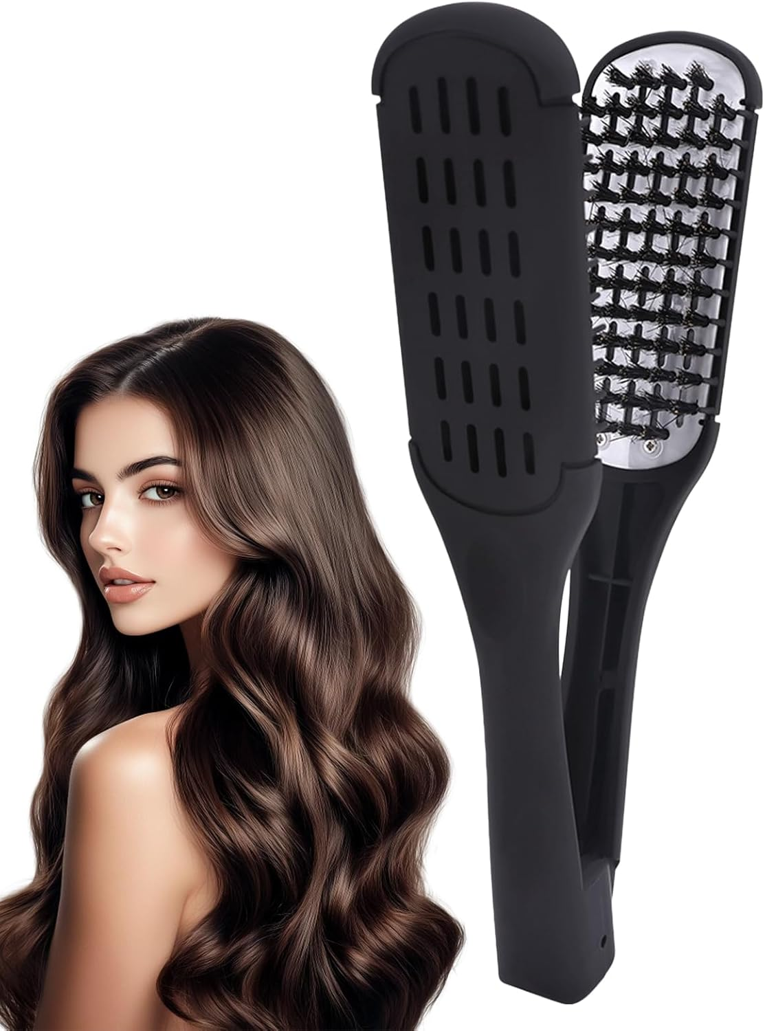 Gvblkq Hair Straightener Comb,Double-Sided Straightening Comb for Hair - Comfortable to Hold Hairstyle Tool for Home Outdoor Traveling Business Trip image number 3