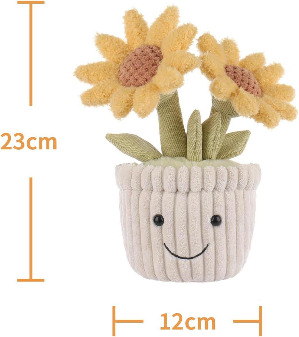 Apricot Lamb Potted Sunflower Stuffed Animals for Kids, Soft Cute Plush Toys for Baby Girl and Boy, 9.1 Inches image number 6