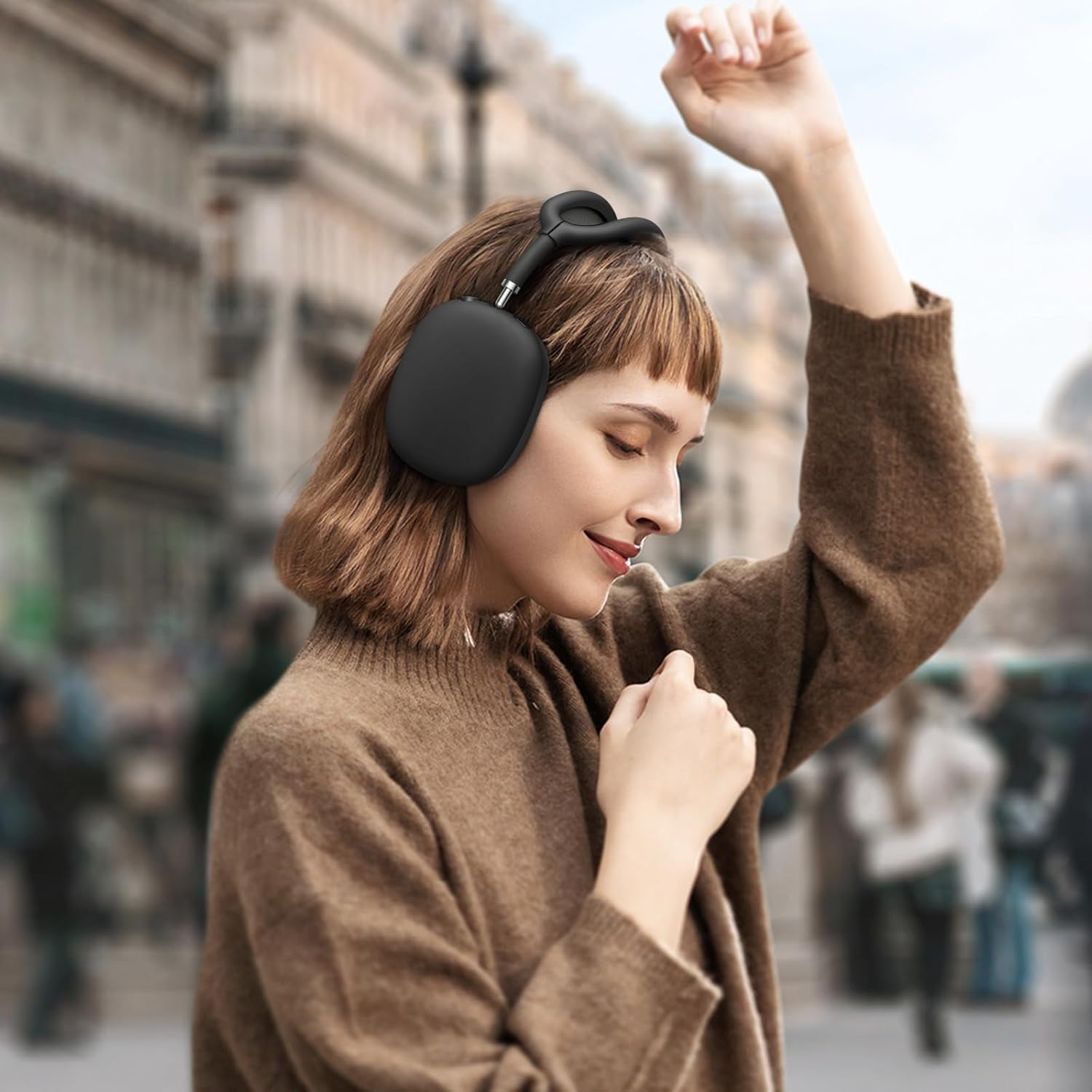 Fintie Silicone Case Cover for Airpods Max Headphones - Anti-Scratch Ear Cups and Headband Cover, Accessories Skin Protector (Black)