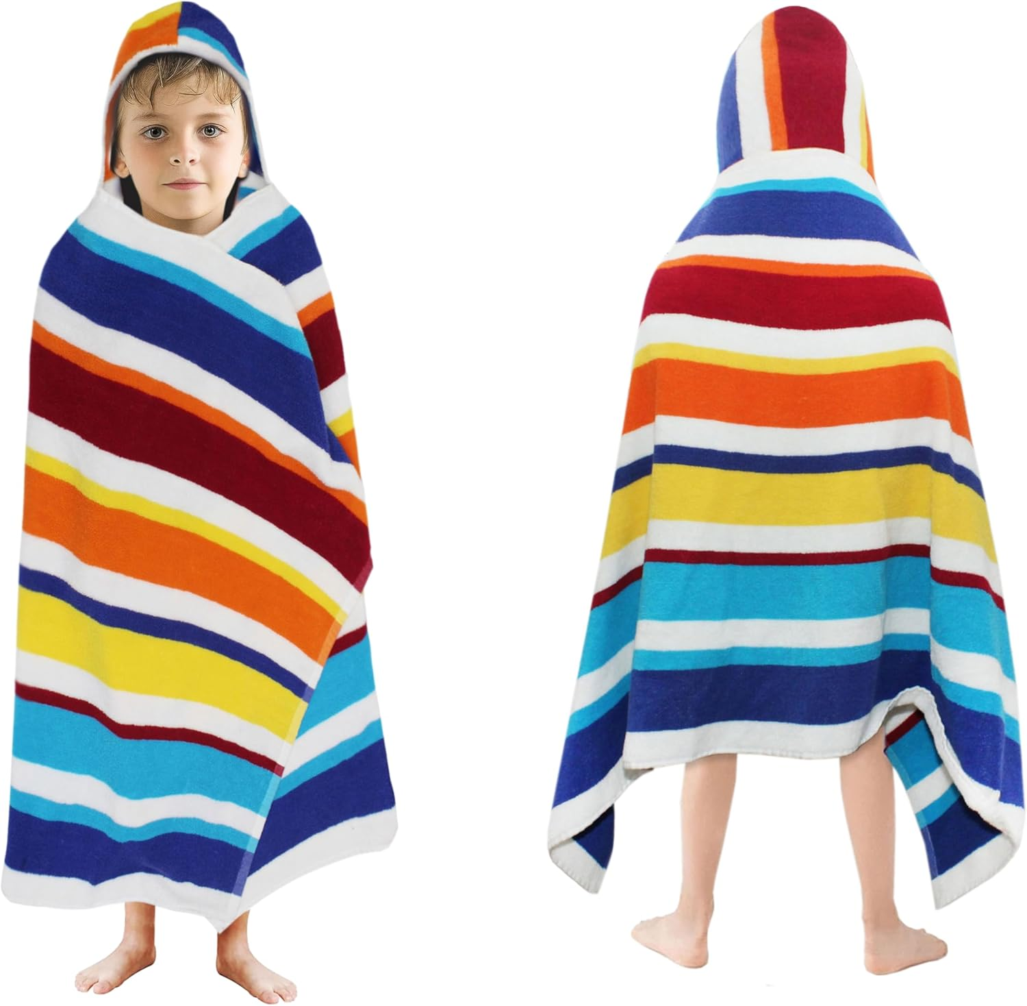 Original Kids Hooded Bath Towel Wrap - 100% Cotton Terry Large Oversized Hooded Kids Towel - Toddler Shower Pool Beach Towel - Soft Plush Absorbent Quick Dry Easy Care Gift -30X60- Cabana Stripe Pink