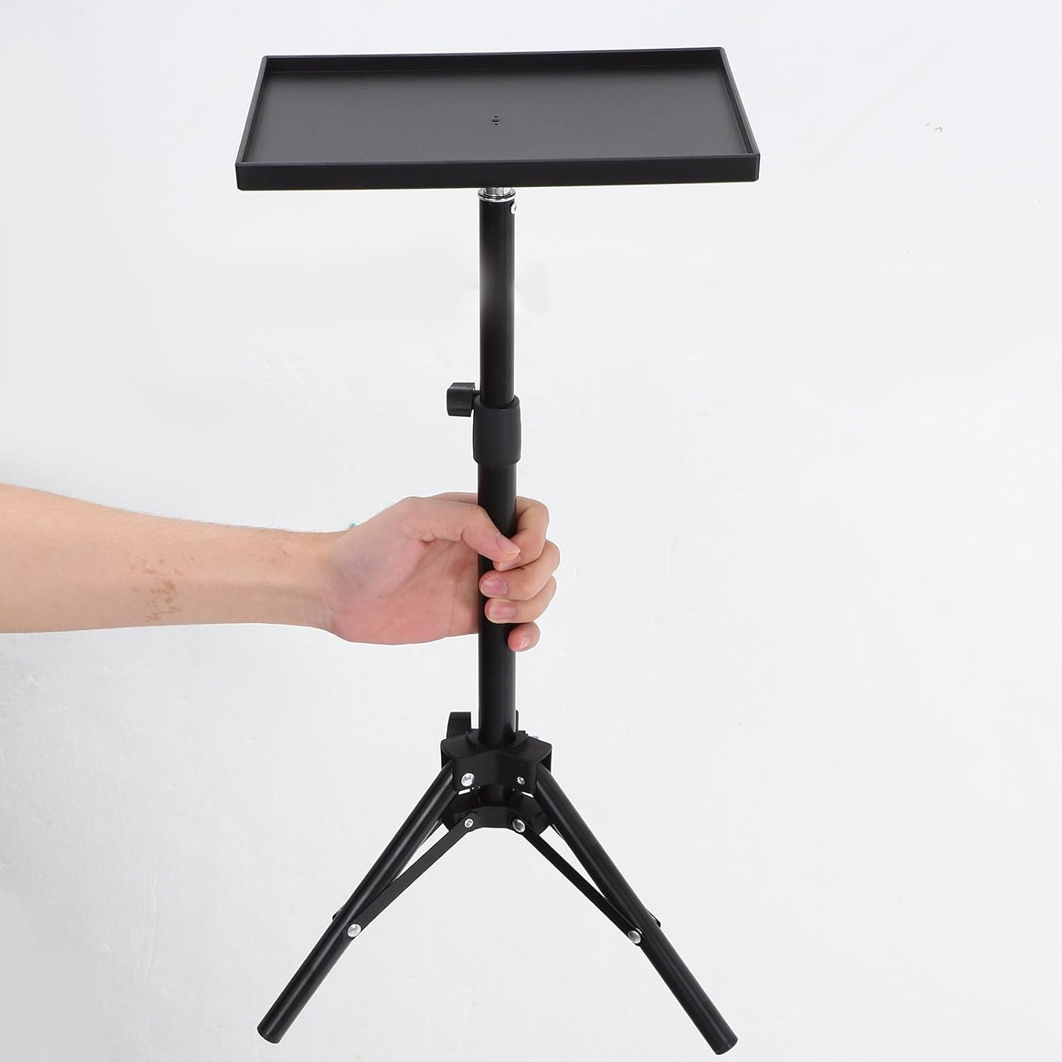Alasum Adjustable Projector Stand Tripod for Laptop, Heavy Duty Floor Stand with Anti-Drop Tray, Ideal for Home, Office, Dj, and Presentations, Black, 18.9 X 9.8 X 9.8 Inches image number 2
