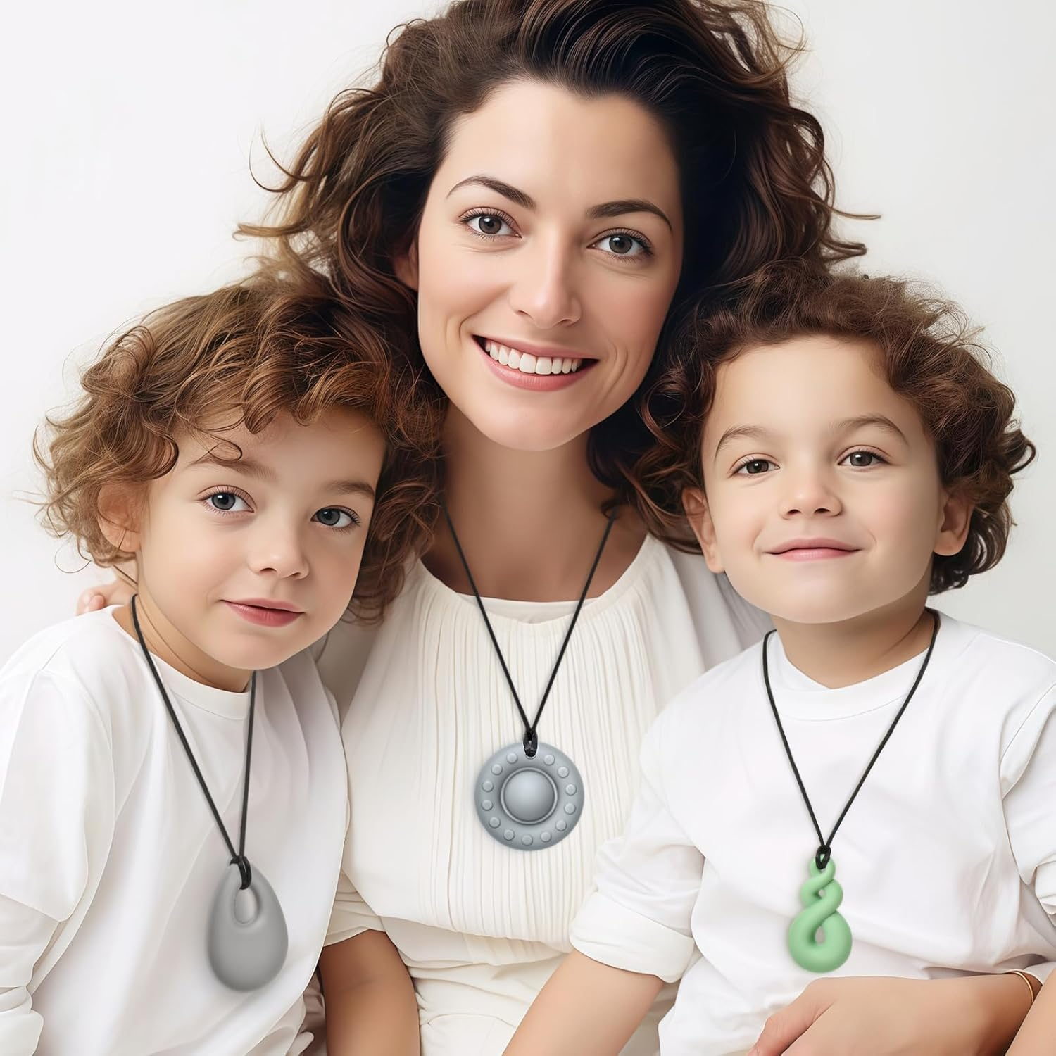 Chewy Necklaces for Sensory Kids, 6 Pack Chew Necklaces for Sensory Boys and Girls with Autism, ADHD, SPD, Chewing, Biting, Silicone Oral Chew Toys image number 3