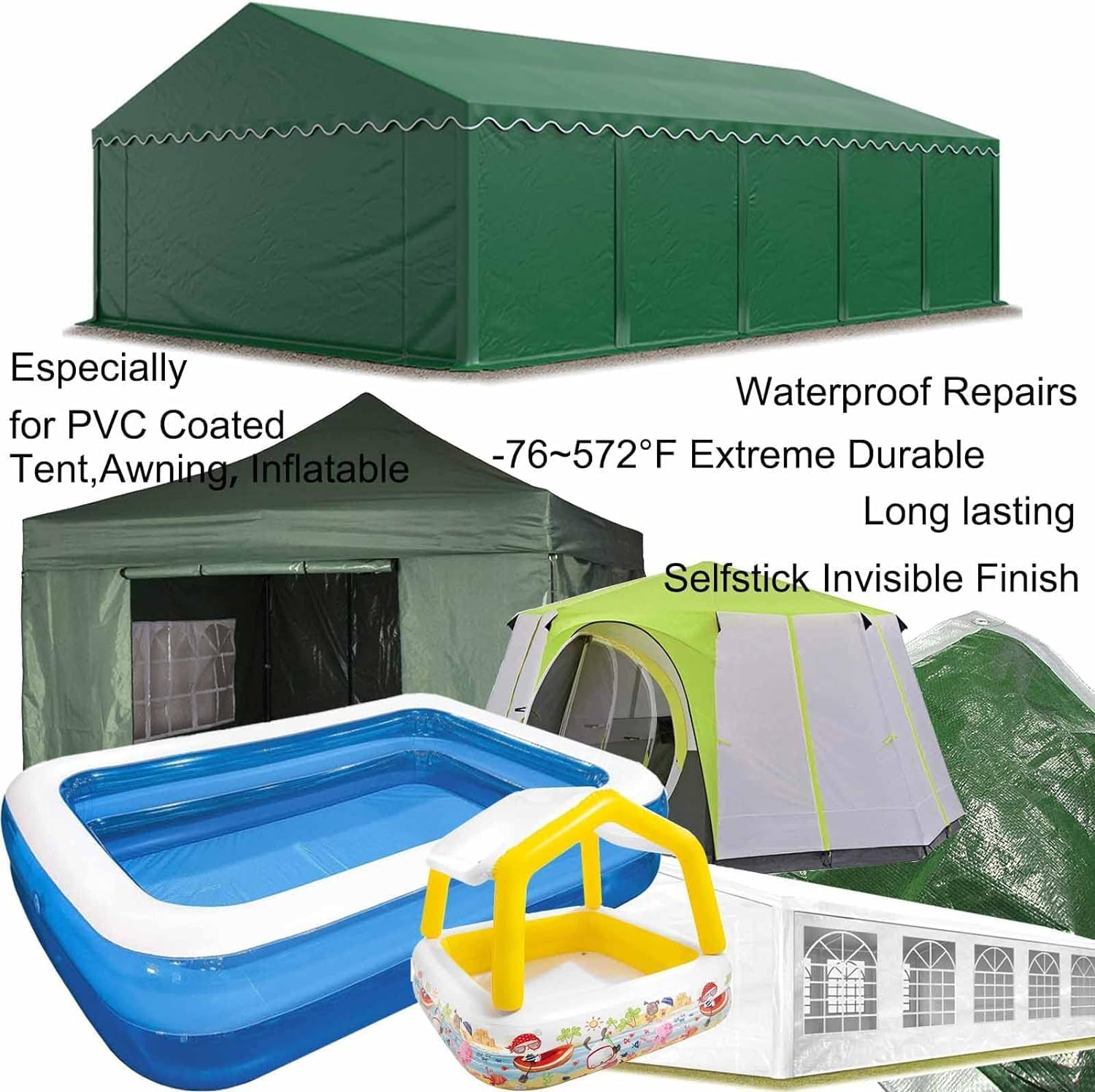 Ling-Luo Clear Waterproof Tent Repair Tape, Ultra Sticky Canvas Repair Tape 66FT X 3.1", Professional RV Awning Repair Tape, Tarp Repair Tape for Tents, Sail, Camper, Awning, Canopy, Tarpaulin image number 2